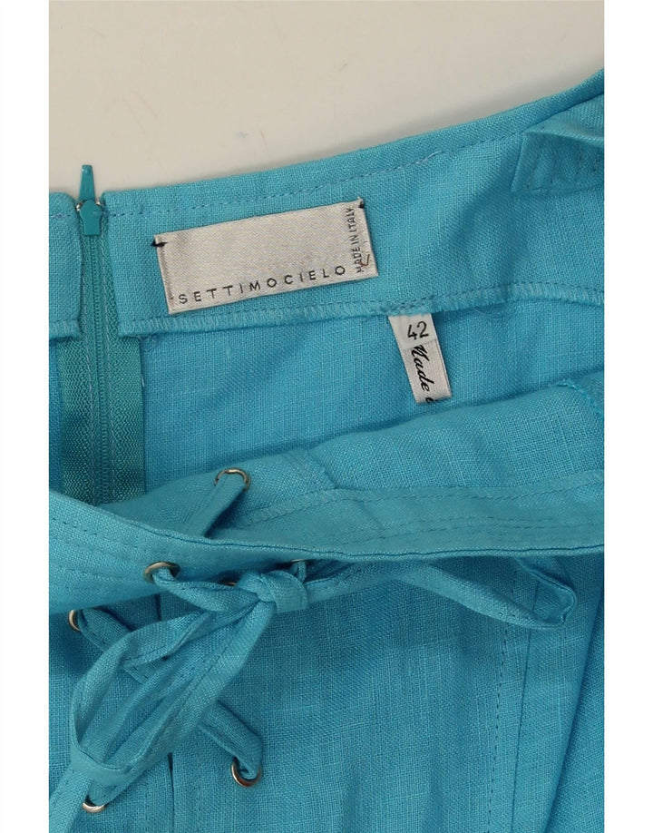 SETTIMOCIELO Womens Sundress IT 42 Medium Turquoise Linen Vintage Settimocielo and Second-Hand Settimocielo from Messina Hembry 