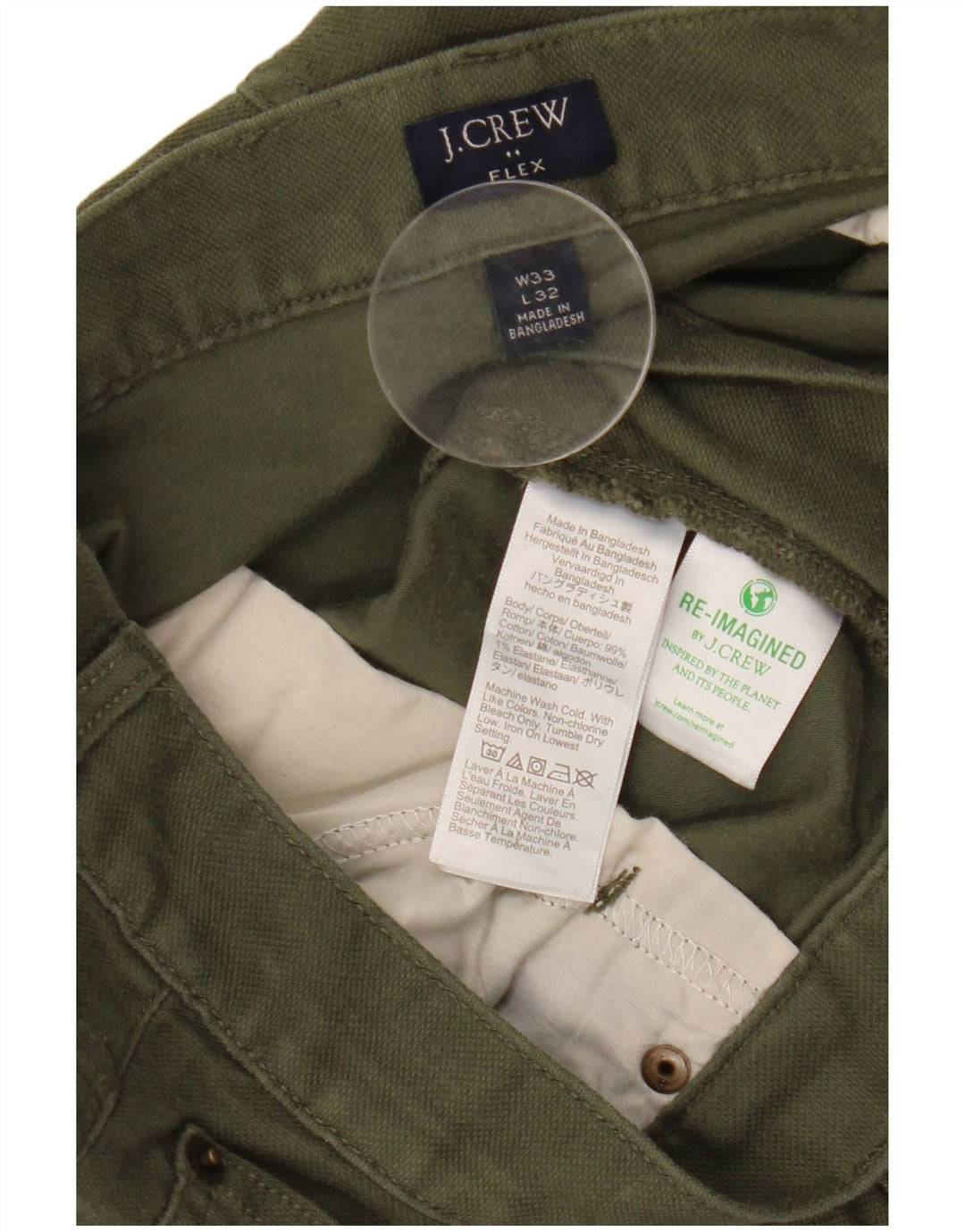 J. Ανδρικό παντελόνι J. Crew Flex Slim Fit Casual W33 L32 Χακί βαμβακερό