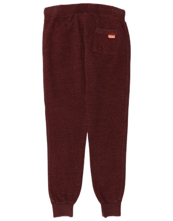 SUPERDRY Womens Tracksuit Trousers Joggers UK 14 Medium  Burgundy Flecked