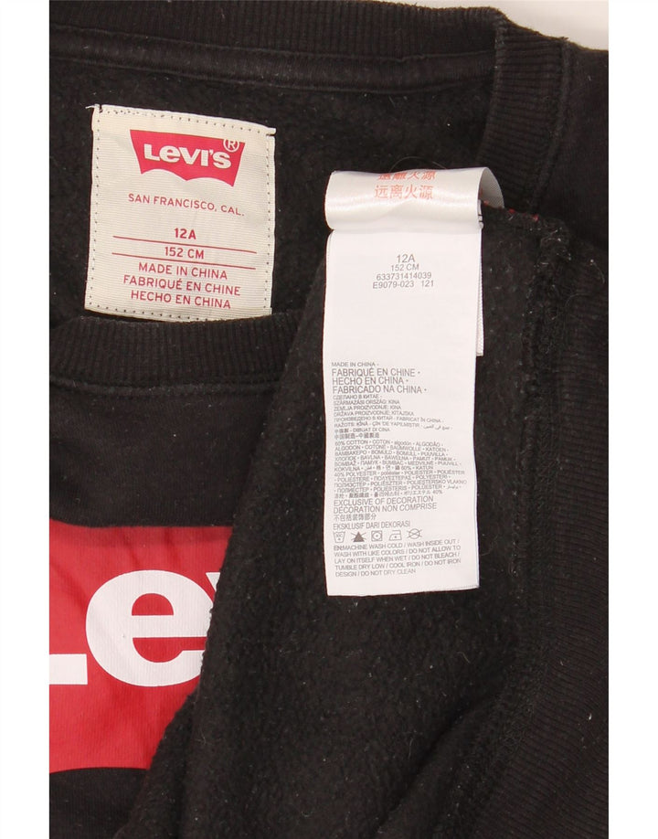 Γραφικό φούτερ Levi's Boys Jumper 11-12 ετών Μαύρο βαμβακερό