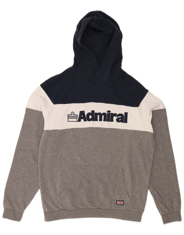 Admiral Mens Graphic Regular Fit Jumper Hoodie Large Grey Colourblock