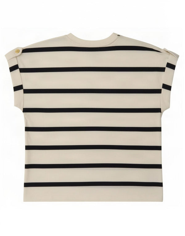 Tommy Hilfiger Γυναικείο T-Shirt Top UK 14 Μεσαίο λευκό ριγέ βαμβακερό