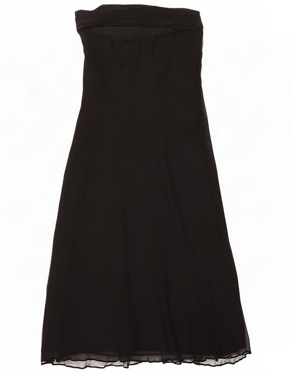 Vintage Womens Maxi Strapless Dress UK 16 Large Black Colourblock