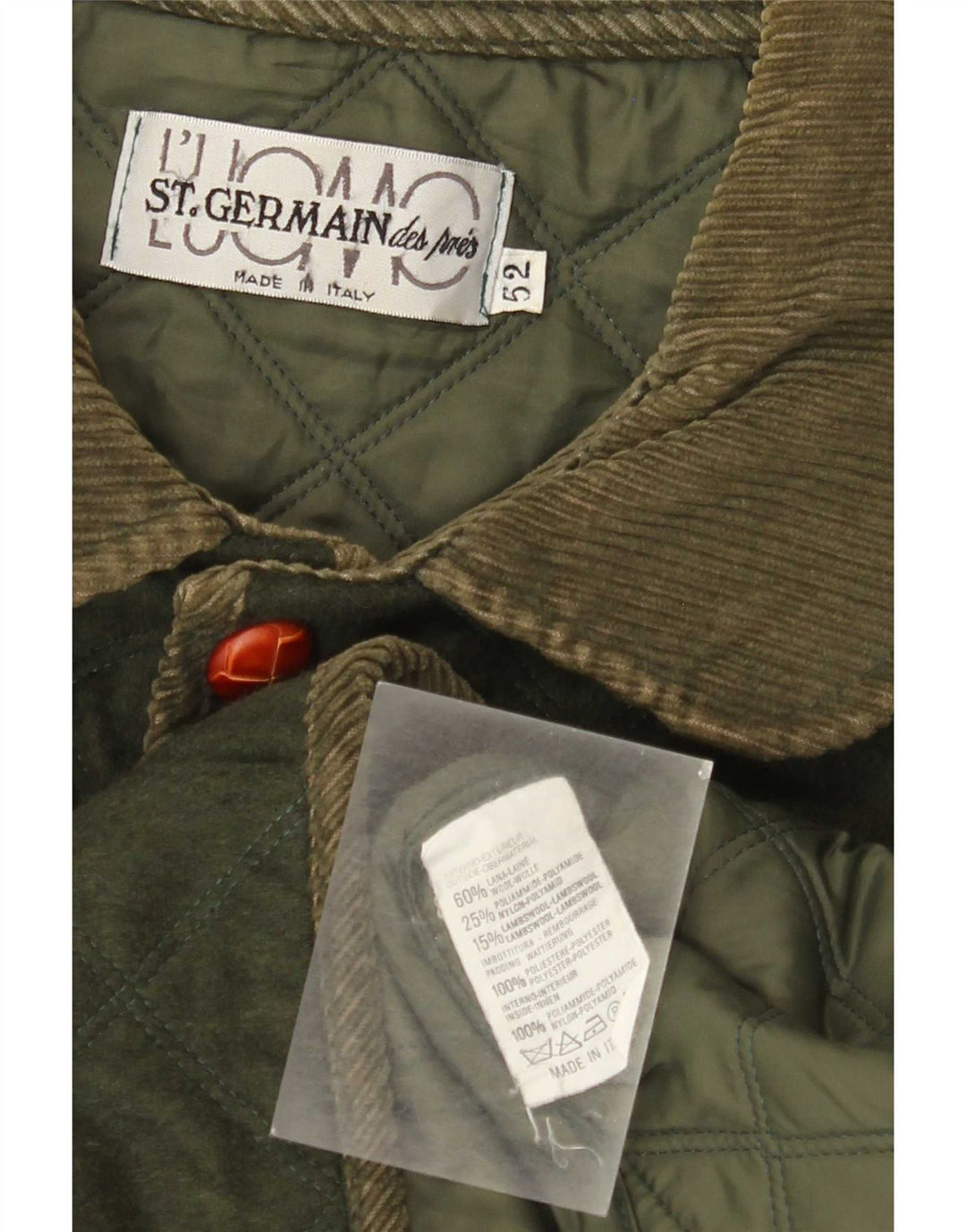 Ανδρικό καπιτονέ μπουφάν St. Germain IT 52 XL Χακί Colourblock Wool