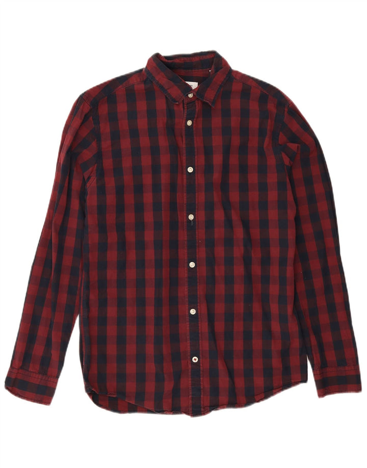 Ανδρικό πουκάμισο Jack & Jones με μεσαίο μπορντό Gingham