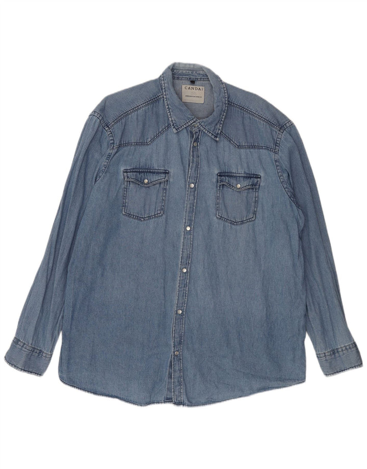 Ανδρικό τζιν πουκάμισο CANDA 47/48 3XL Μπλε βαμβακερό