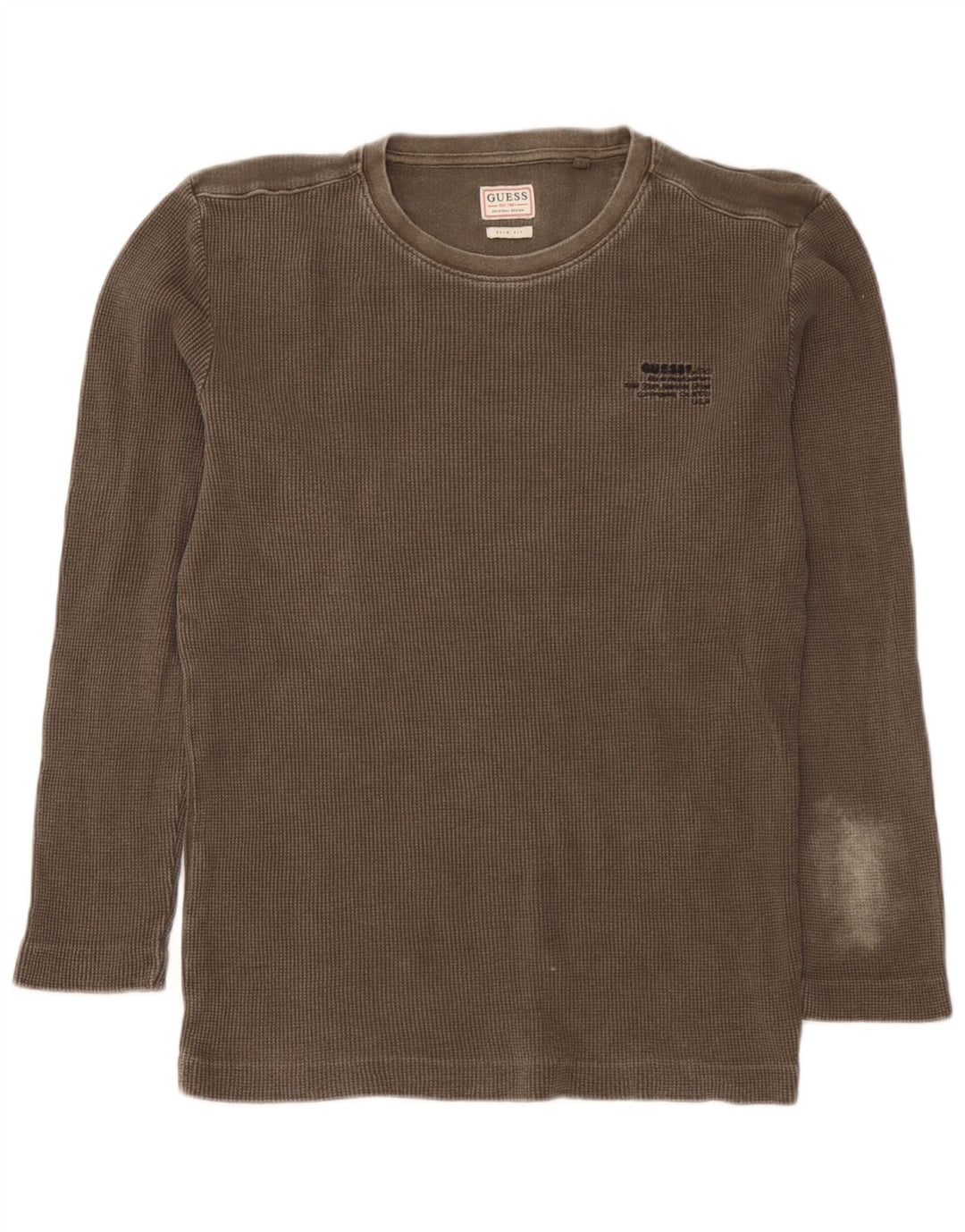 Guess Mens Slim Fit Top Μακρυμάνικο Μεσαίο Χακί
