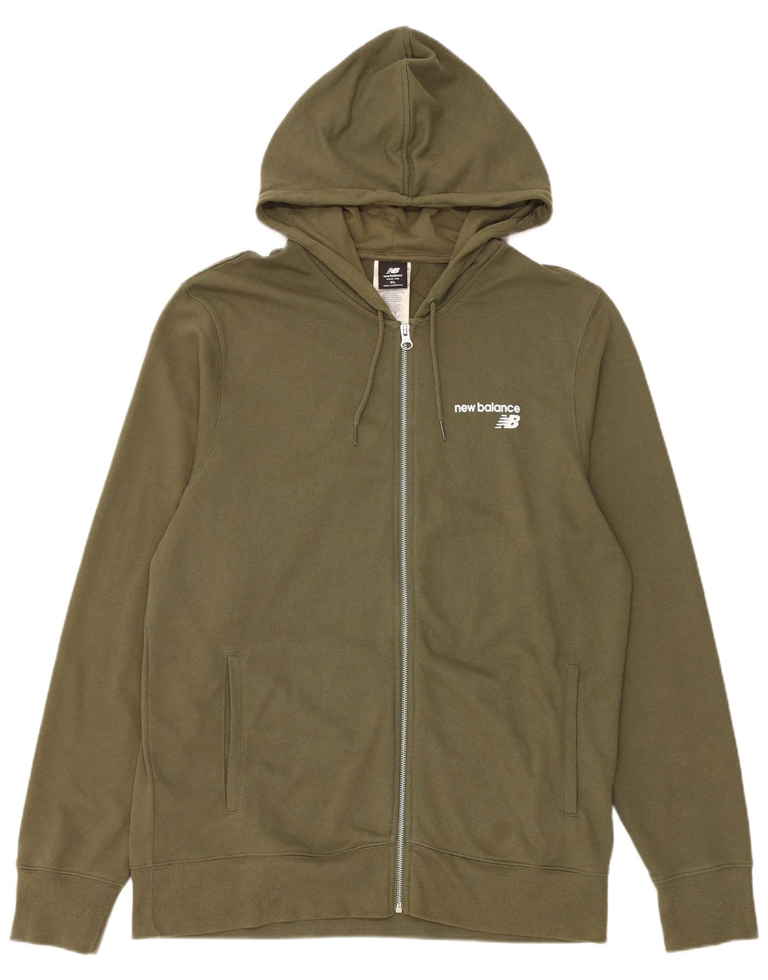 Ανδρικό πουλόβερ με κουκούλα με φερμουάρ NEW BALANCE XL Χακί βαμβακερό