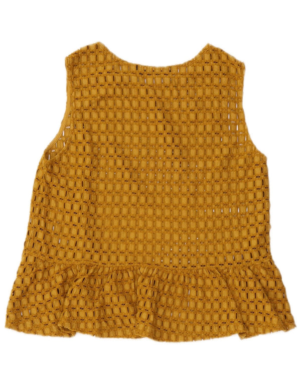 Zara Γυναικεία Αμάνικη Μπλούζα Τοπ UK 12 Medium Yellow Polyamide