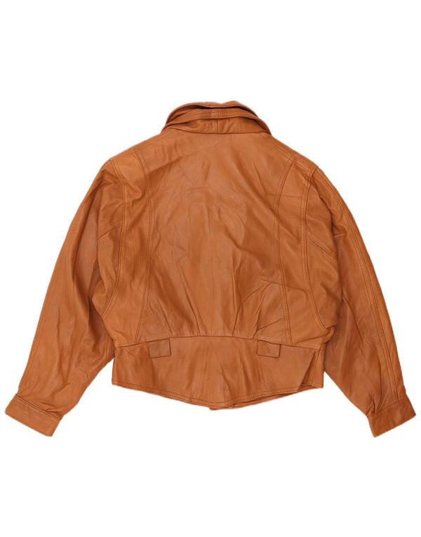 Vintage Γυναικείο Δερμάτινο Μπουφάν UK 14 Δερμάτινο Μεσαίο Καφέ