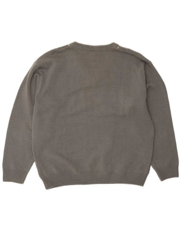 Jacques Lorant Ανδρικό πουλόβερ με λαιμόκοψη με V λαιμόκοψη UK 42/44 Μεγάλο γκρι ριγέ