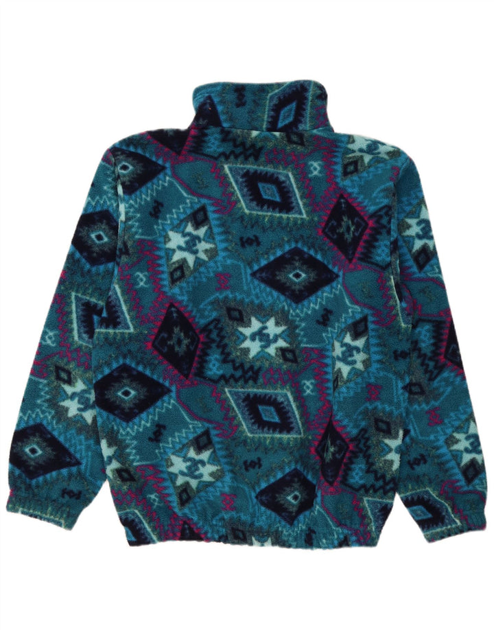 Brugi Ανδρικό φερμουάρ με λαιμόκοψη Fleece Jumper Μεγάλο μπλε γεωμετρικό πολυεστέρα
