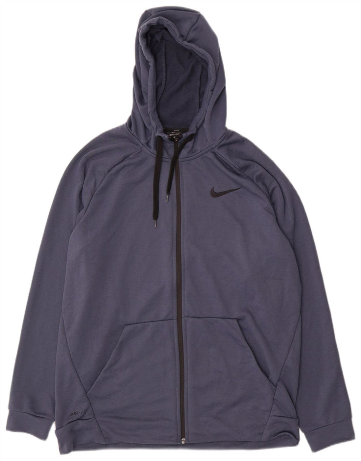 Ανδρικό πουλόβερ με κουκούλα με φερμουάρ Nike Dri Fit, μεγάλο μπλε ναυτικό