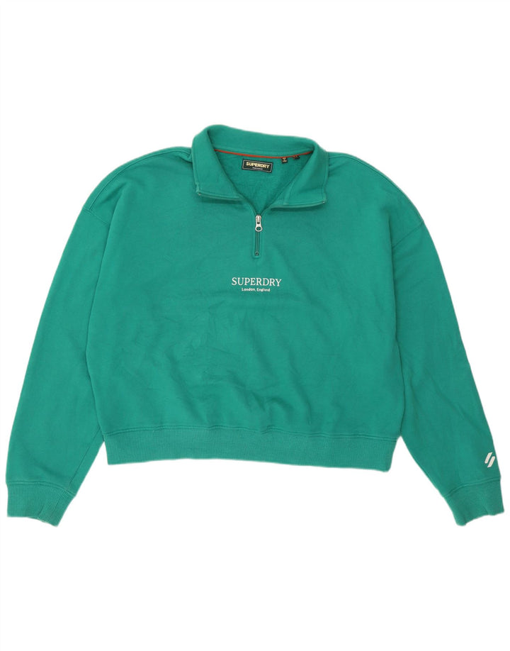 Superdry Γυναικεία Φούτερ με γραφικά μεγάλου μεγέθους Jumper UK 10 Small Green