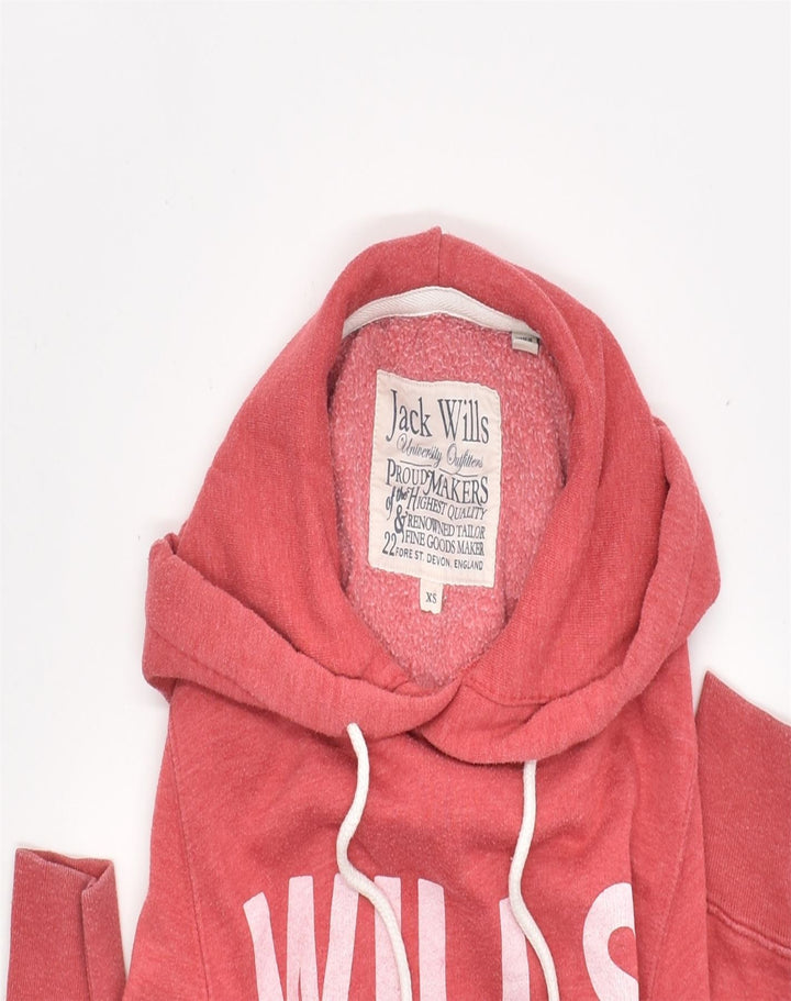 JACK WILLS Mens Graphic Hoodie Jumper XS Red Cotton | Vintage | Thrift | Second-Hand | Used Clothing | Messina Hembry 