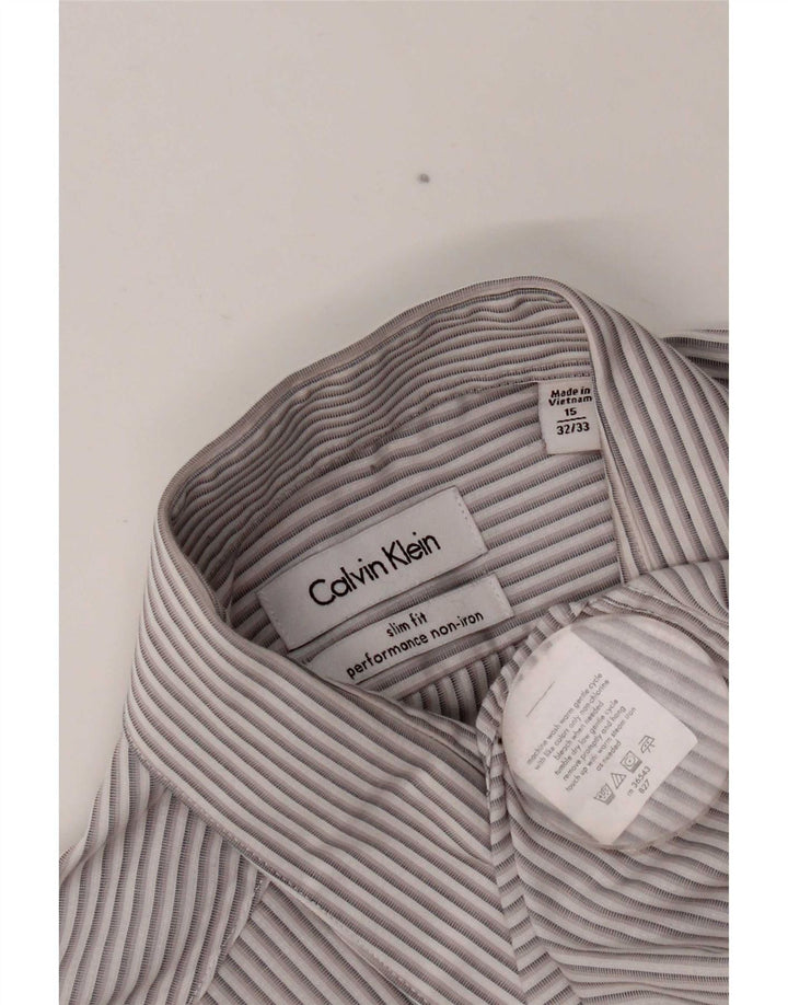 Ανδρικό πουκάμισο Calvin Klein Slim Fit Size 15 1/2 Medium Grey ριγέ