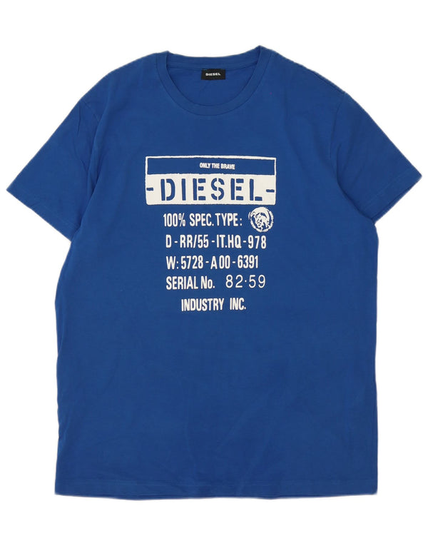 Ανδρικό γραφικό T-Shirt Diesel Top XL Blue Cotton