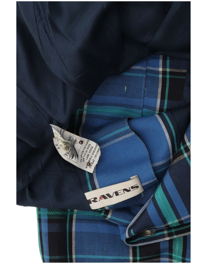 RAVENS Womens 9 Button Blazer Jacket UK 18 XL Blue Check Nylon