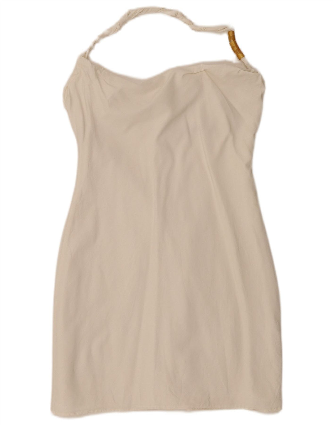 Zara Γυναικείο Mini Halter Φόρεμα UK 14 Μεγάλη Λευκή Βισκόζη