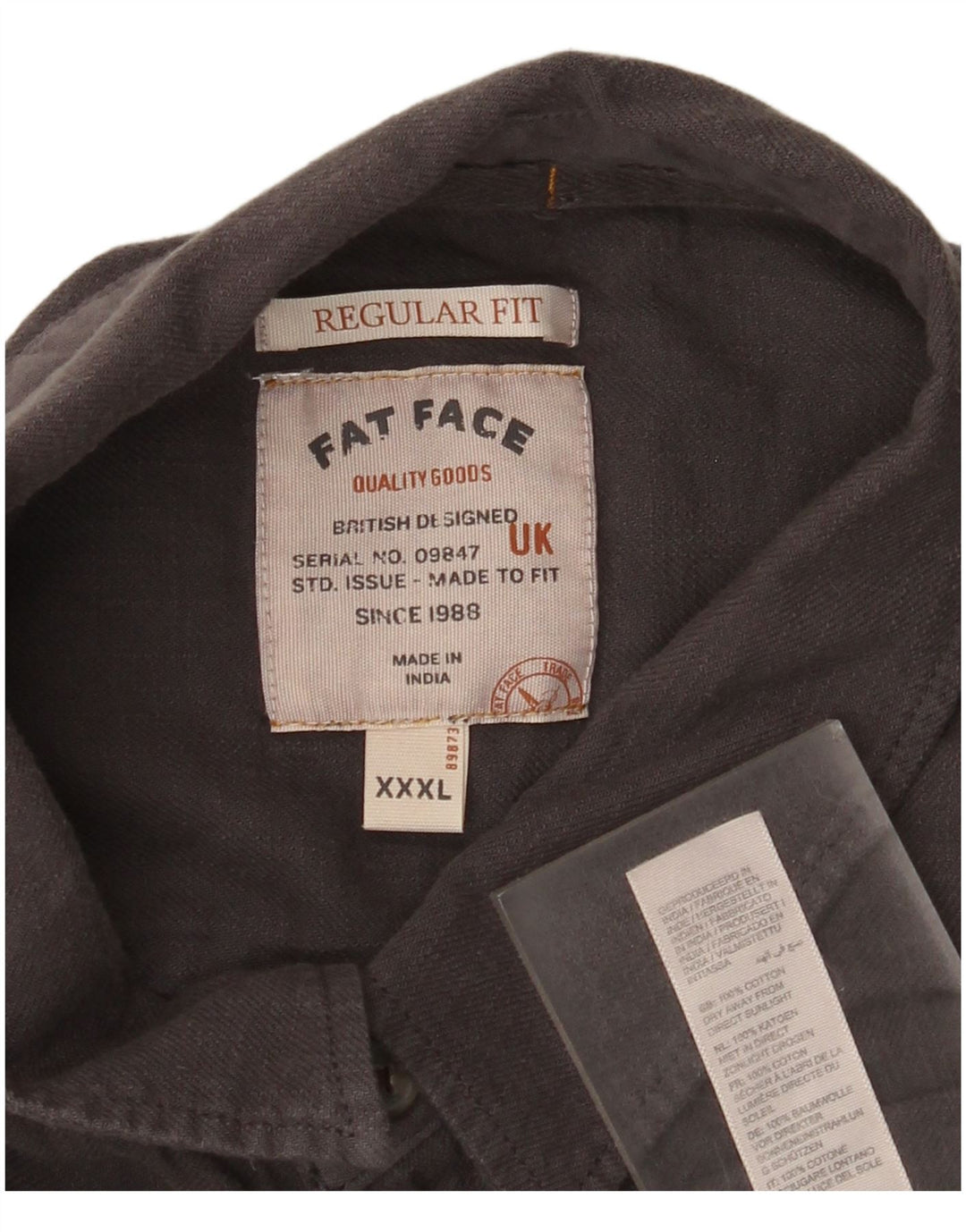 Ανδρικό πουκάμισο με κοντό μανίκι Fat Face 3XL γκρι βαμβακερό