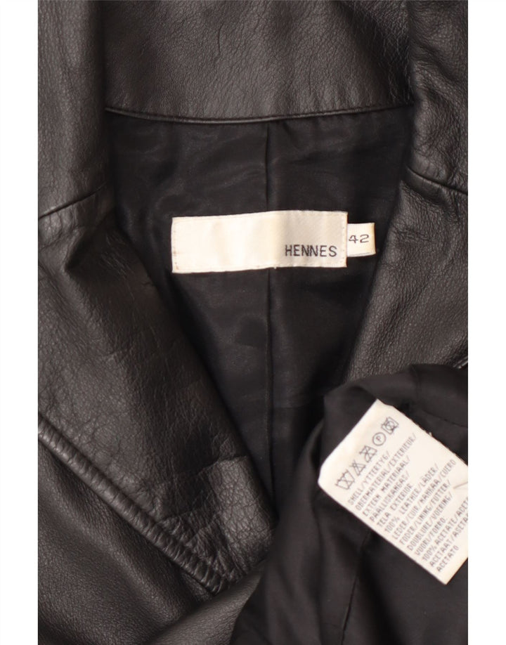 HENNES Γυναικείο Δερμάτινο Παλτό EU 42 Μεγάλο Δερμάτινο Μαύρο
