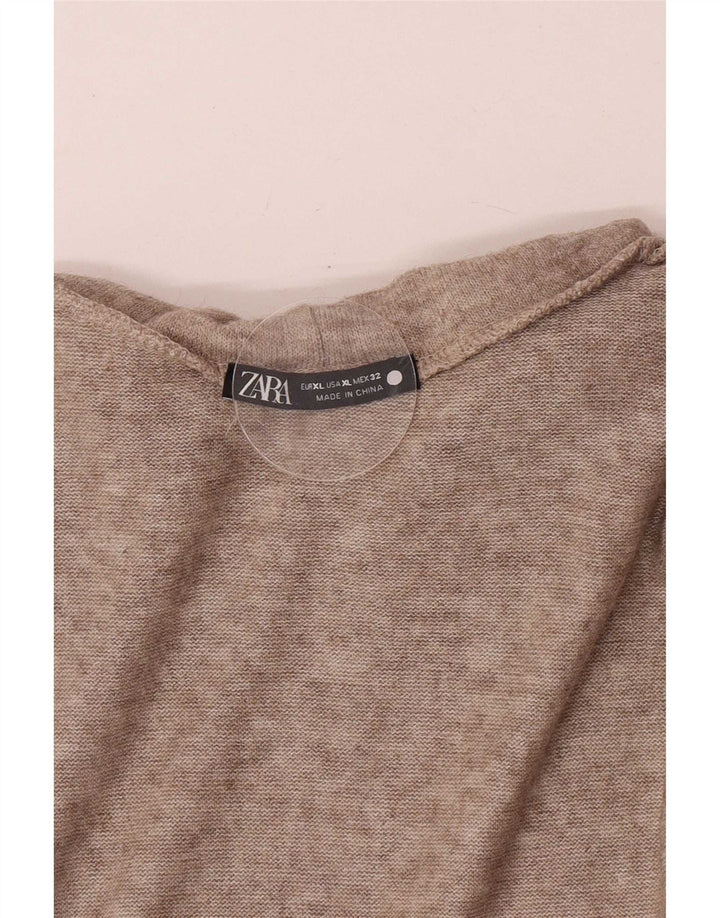 Zara Γυναικεία μπλούζα με ρολό τοπ UK 18 XL καφέ