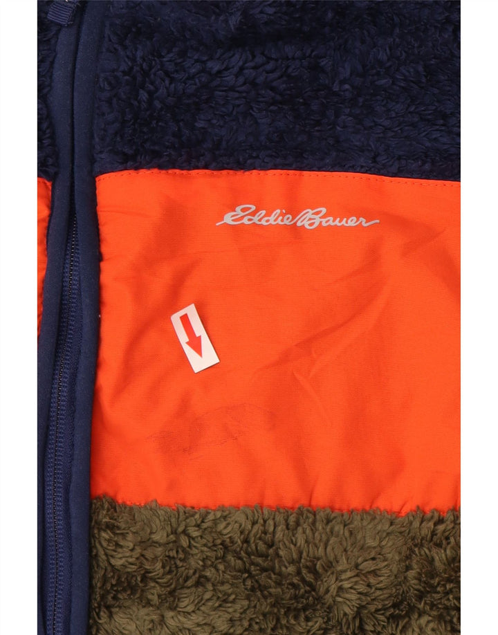 Eddie Bauer Boys Fleece Jacket 10-11 Years Medium Navy Blue Colourblock