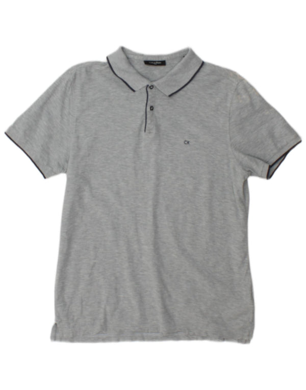 Calvin Klein Mens Polo Shirt Small Grey Flecked Cotton