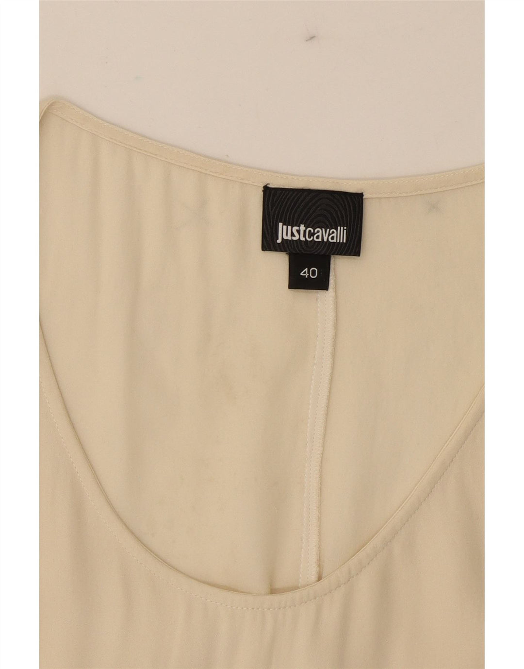 JUST CAVALLI Womens Sleeveless Asymmetric Blouse Top IT 40 Small Beige Vintage Just Cavalli and Second-Hand Just Cavalli from Messina Hembry 