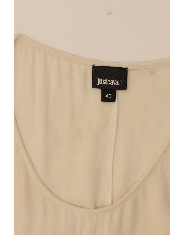 JUST CAVALLI Womens Sleeveless Asymmetric Blouse Top IT 40 Small Beige Vintage Just Cavalli and Second-Hand Just Cavalli from Messina Hembry 