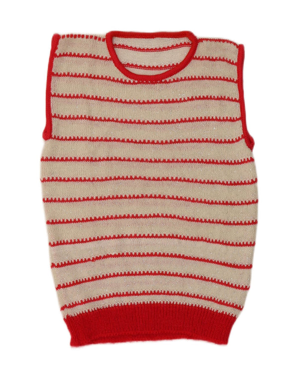 Vintage γυναικείο γιλέκο Tank Top UK 8 Small Off White ριγέ