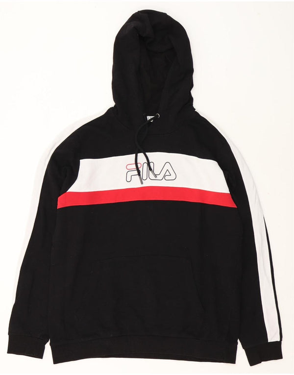 Ανδρικό γραφικό φούτερ με κουκούλα Fila 2XL Black Colourblock