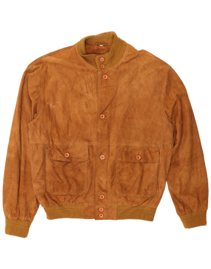 Vintage Ανδρικό Suede Bomber Jacket IT 56 3XL Brown Suede