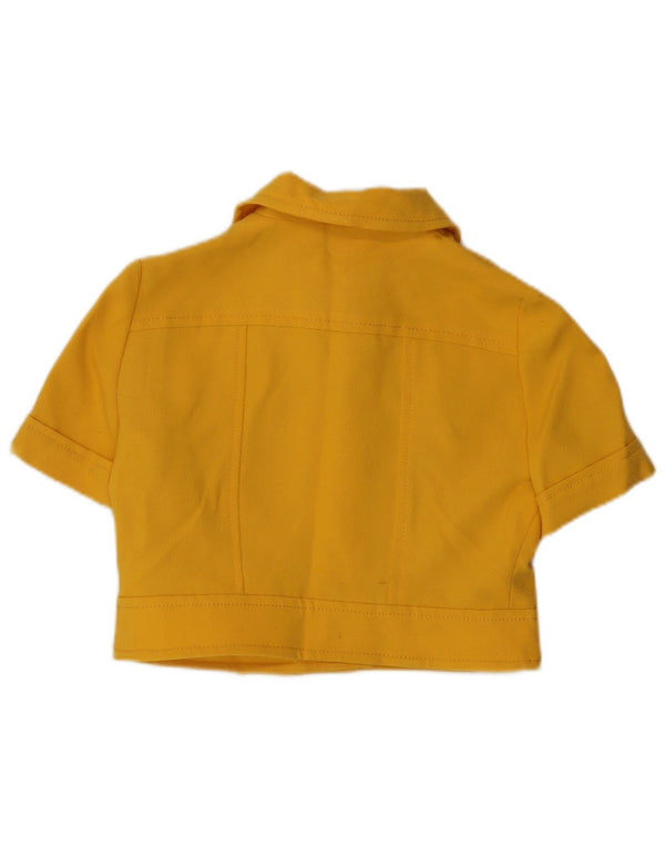 VINTAGE Γυναικείο κοντομάνικο σακάκι με 4 κουμπιά σακάκι UK 14 Medium Yellow