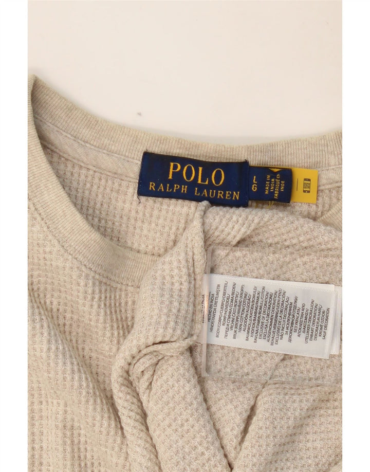 POLO RALPH LAUREN Ανδρικό τοπ μακρυμάνικο μεγάλο μπεζ βαμβακερό