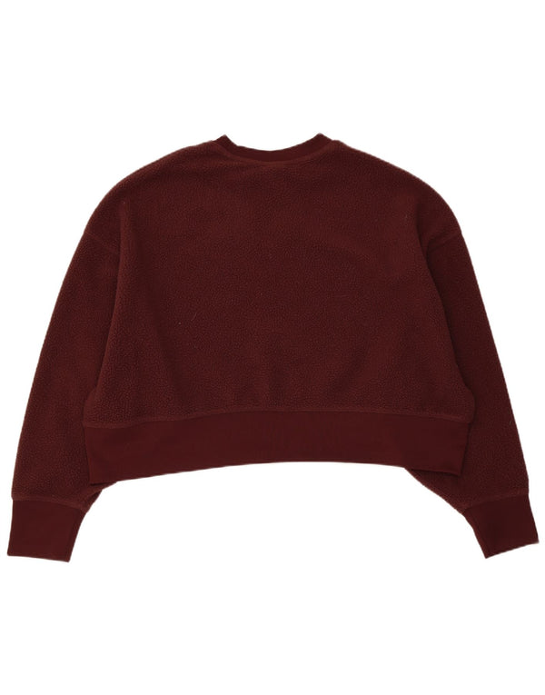Nike Womens Crop Oversized Fleece Jumper UK 10 Small Brown Polyester
