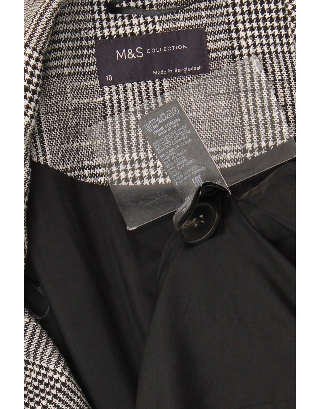 Marks & Spencer Γυναικείο παλτό με διπλό στήθος UK 10 μικρές γκρι επιταγές