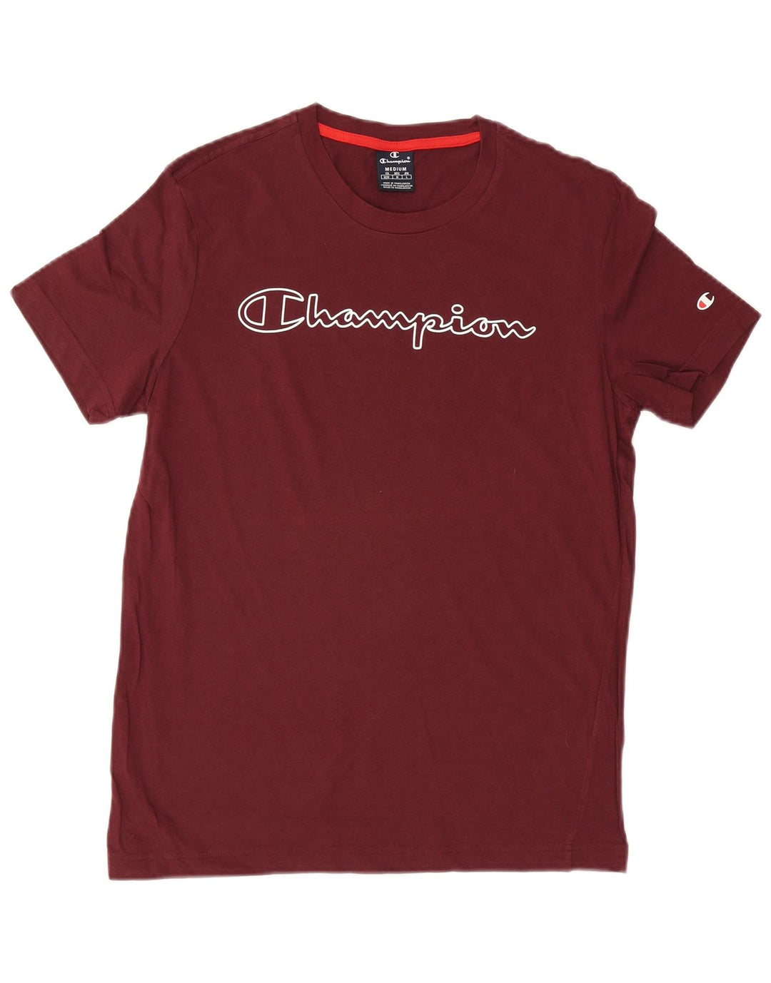 CHAMPION Mens Graphic T-Shirt Top Medium Burgundy Cotton