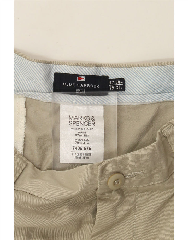 Marks & Spencer Ανδρικό Παντελόνι Chino Straight Blue Harbour W38 L31 Beige