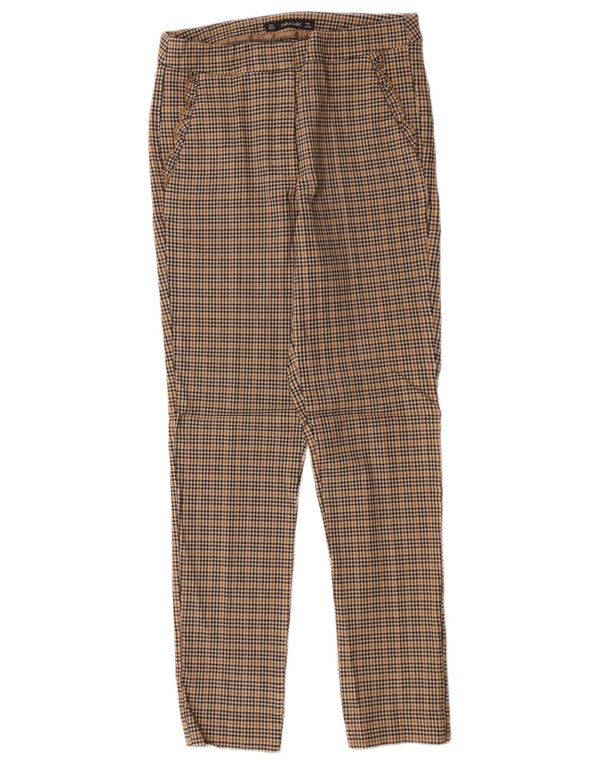 Zara Γυναικείο Slim παντελόνι Chino Μικρό W26 L27 Καφέ Gingham Viscose