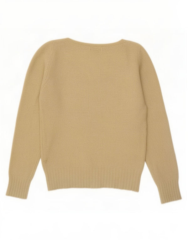 Γυναικείο πουλόβερ με λαιμόκοψη της Benetton UK 10 Small Beige Argyle/Diamond