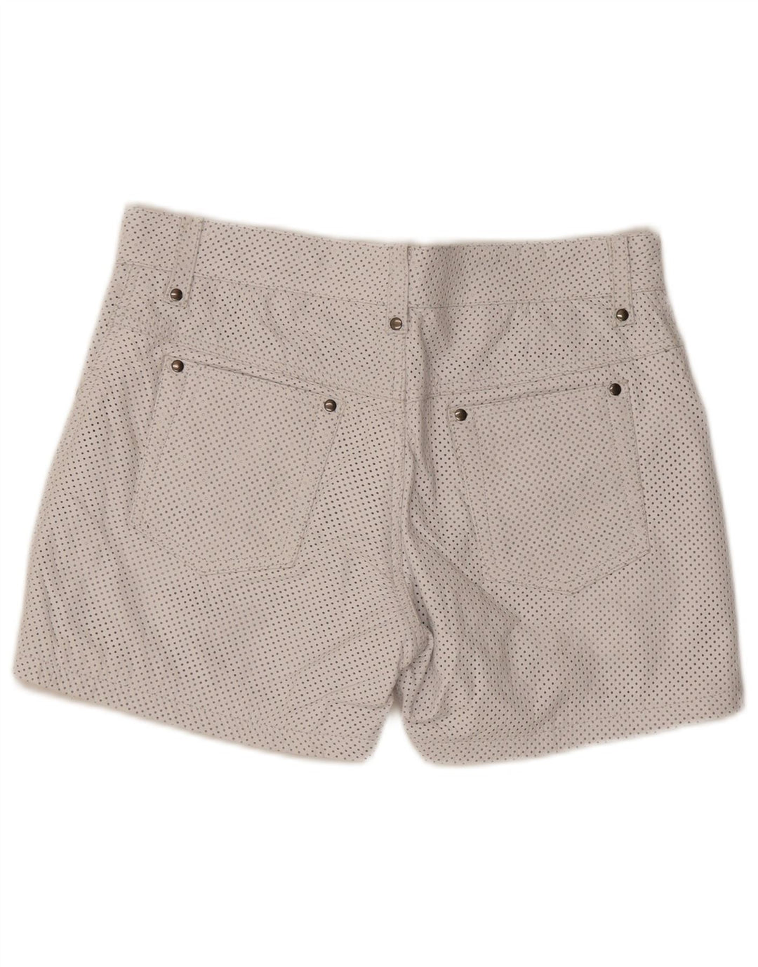 Vintage γυναικείο δερμάτινο casual σορτς W33, μεσαίο λευκό δέρμα με στίγματα