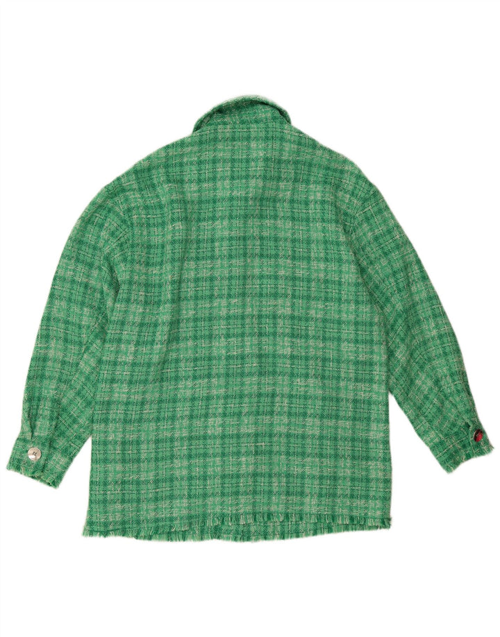 Zara Γυναικείο Oversized Bomber Jacket UK 6 XS Green Check Polyester