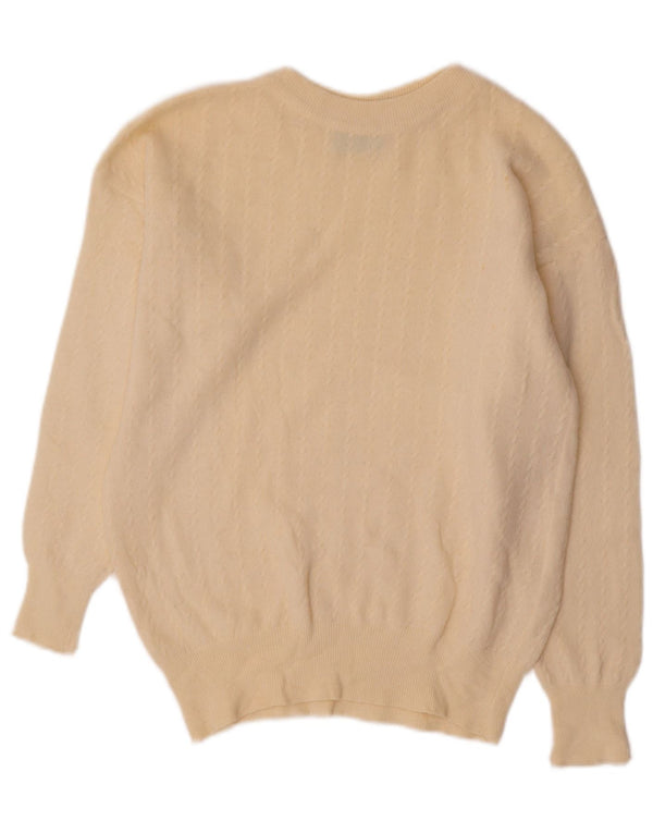 Γυναικείο πουλόβερ BENETTON Crop Crew Neck Jumper UK 12 Medium Off White