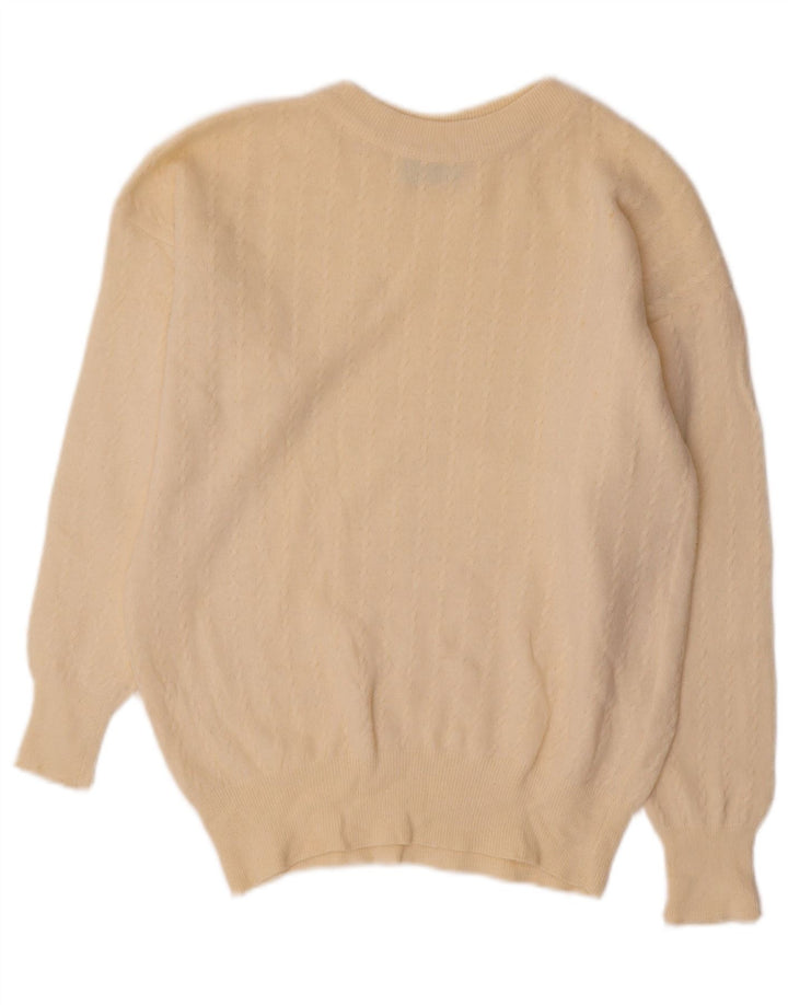 Γυναικείο πουλόβερ BENETTON Crop Crew Neck Jumper UK 12 Medium Off White