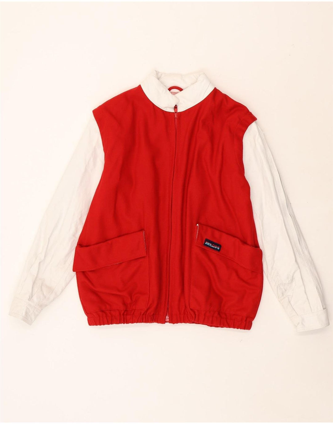 VINTAGE Womens Bomber Jacket IT 42 Medium Red Colourblock Vintage Vintage and Second-Hand Vintage from Messina Hembry 