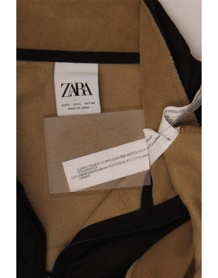 Ανδρικό φούτερ Zara με φερμουάρ με λαιμόκοψη σε μεγάλο μπεζ χρώμα πολυεστέρα
