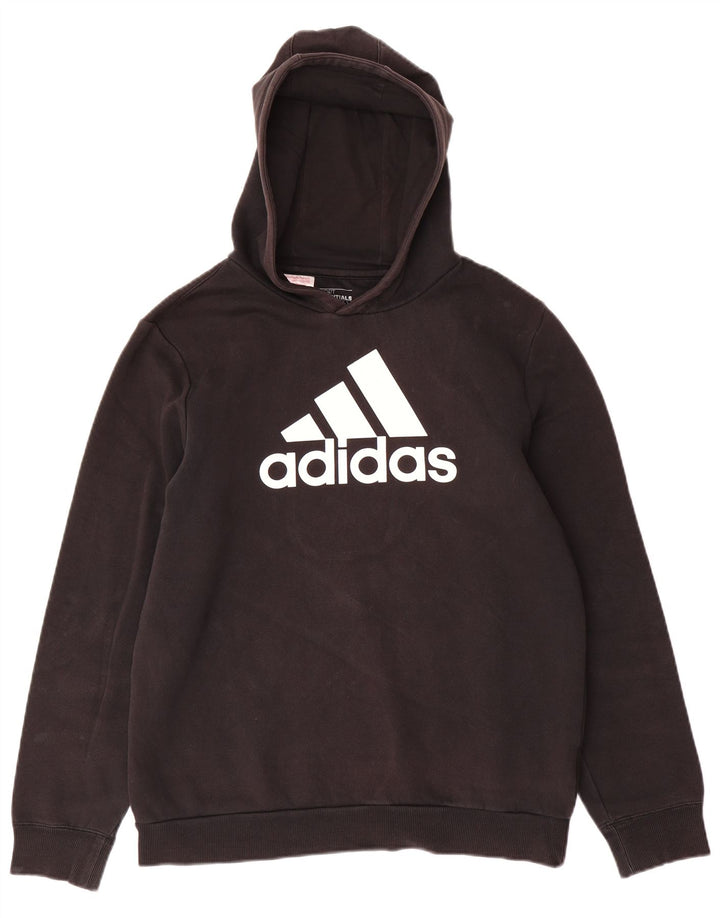 ADIDAS Boys Graphic Hoodie Jumper 15-16 Years XL Black Cotton