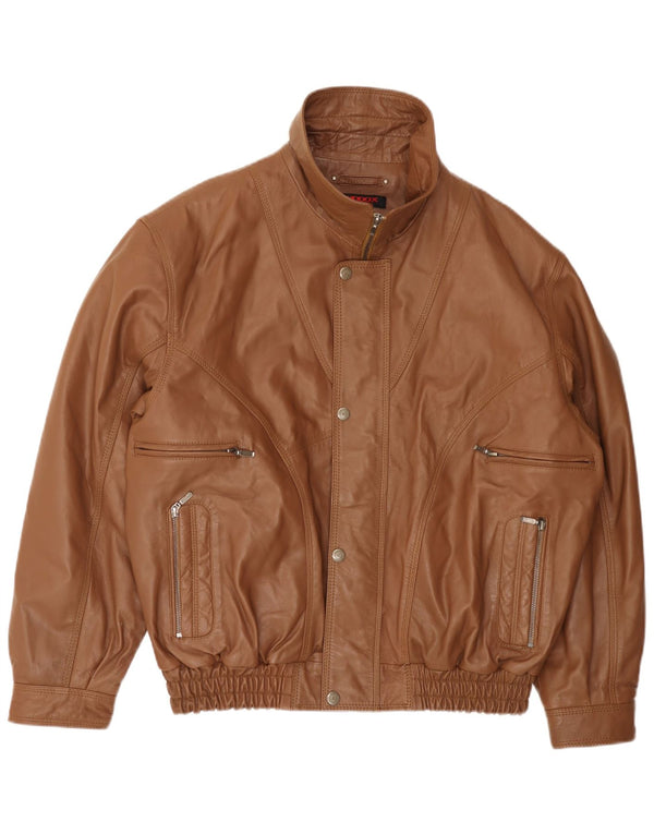 MADDOX Ανδρικό Δερμάτινο Μπουφάν UK 42 XL Καφέ Δερμάτινο