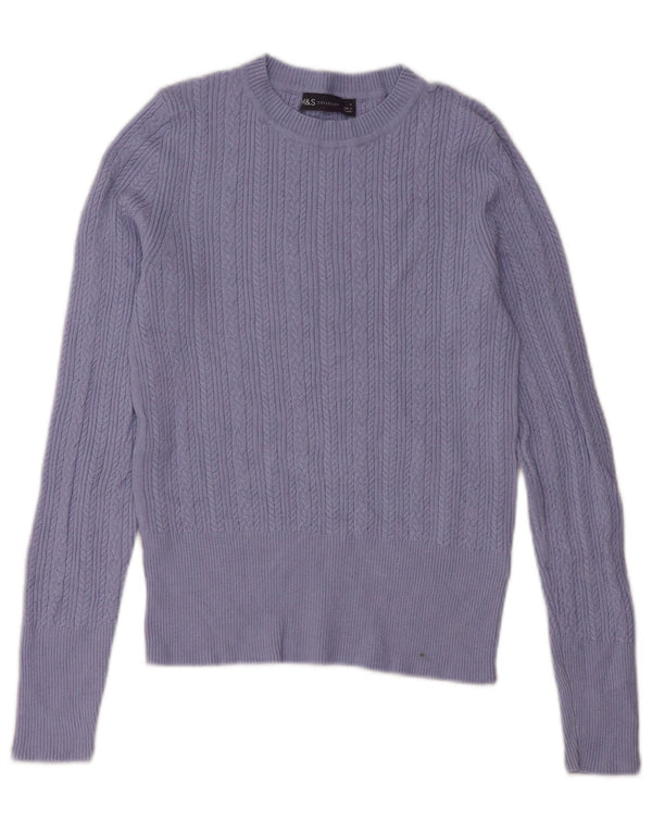 Marks & Spencer Γυναικείο πουλόβερ με λαιμόκοψη UK 8 Small Blue Viscose